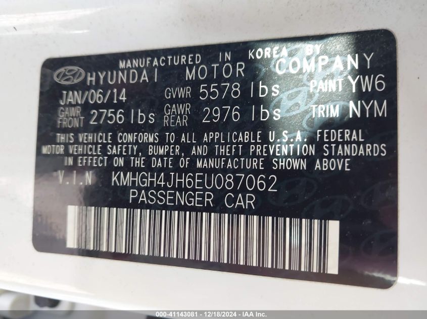 VIN KMHGH4JH6EU087062 2014 HYUNDAI EQUUS no.9