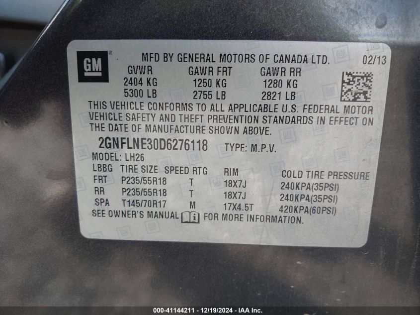 2013 CHEVROLET EQUINOX LT - 2GNFLNE30D6276118