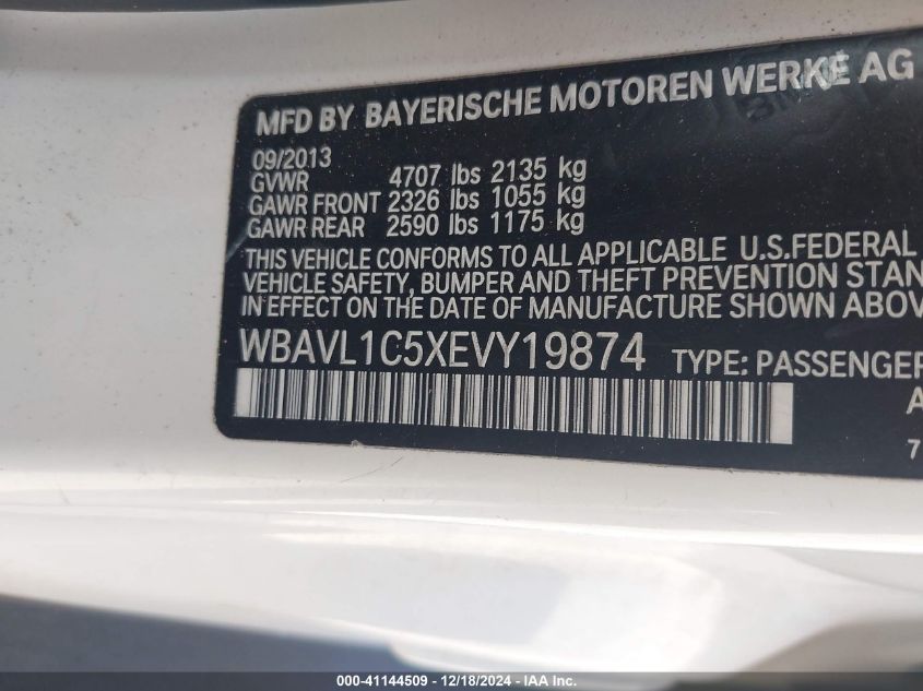 VIN WBAVL1C5XEVY19874 2014 BMW X1 no.9