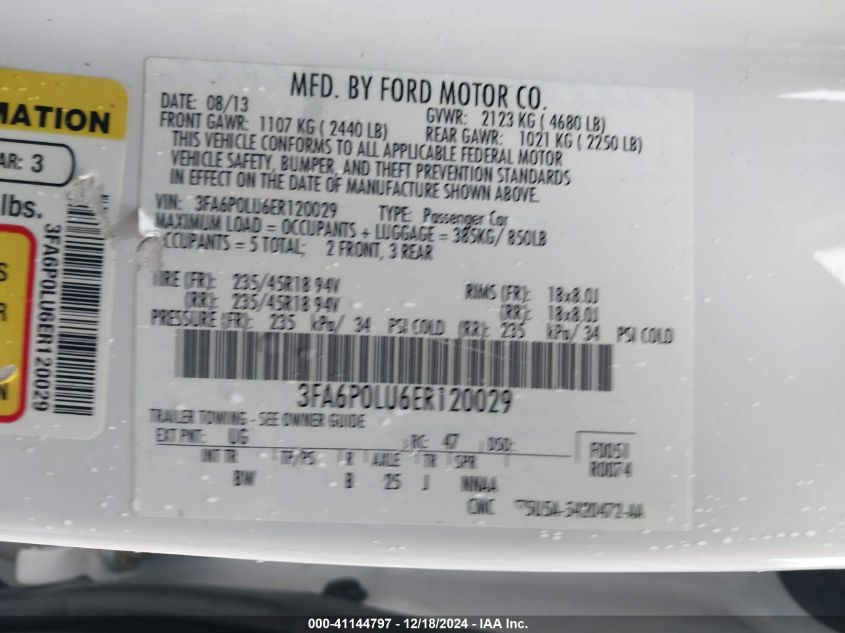 VIN 3FA6P0LU6ER120029 2014 FORD FUSION HYBRID no.9