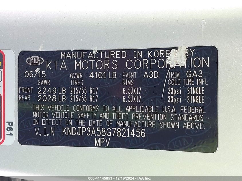 VIN KNDJP3A58G7821456 2016 KIA Soul, + no.9