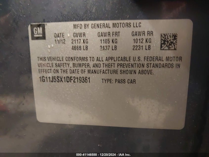 2013 CHEVROLET MALIBU 2LZ - 1G11J5SX1DF219361