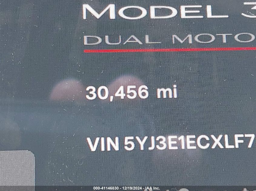 2020 Tesla Model 3 Performance Dual Motor All-Wheel Drive VIN: 5YJ3E1ECXLF736151 Lot: 41146830