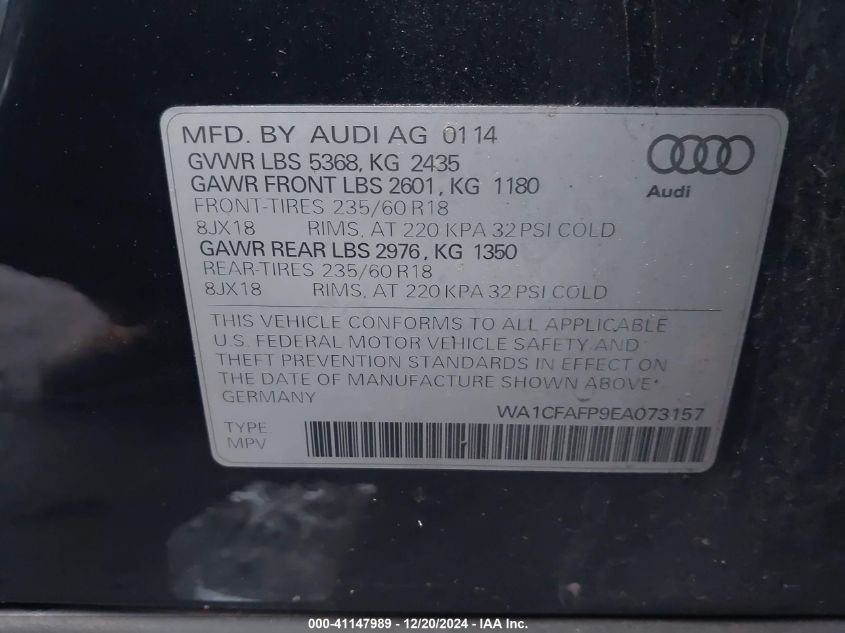 VIN WA1CFAFP9EA073157 2014 AUDI Q5 no.9