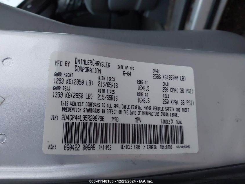 2017 Dodge Grand Caravan Se VIN: 2C4RDGBG2HR866590 Lot: 41148183