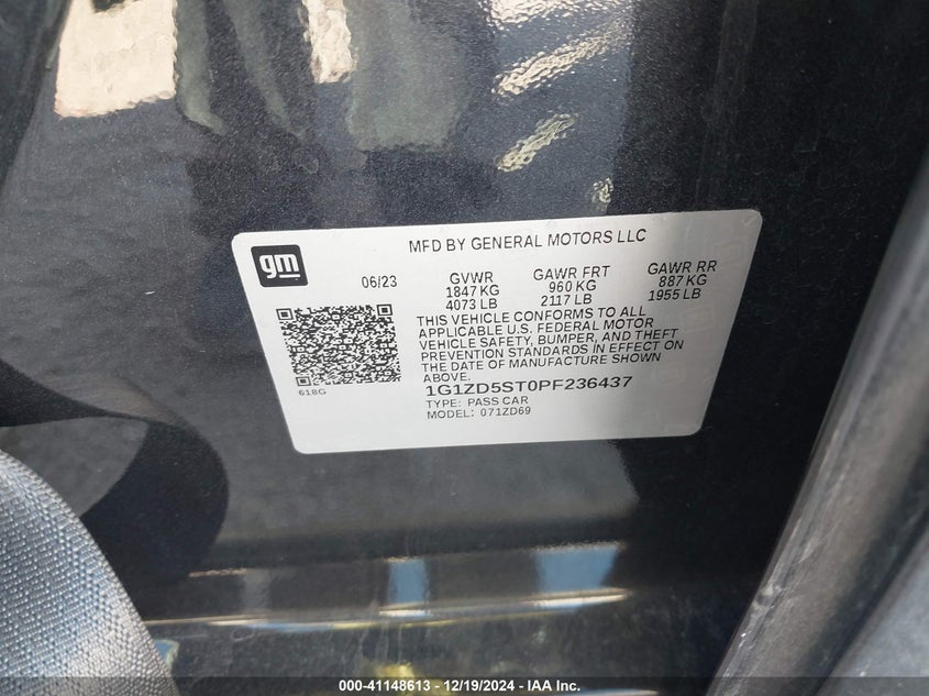 2023 CHEVROLET MALIBU VIN: 1G1ZD5ST0PF236437
