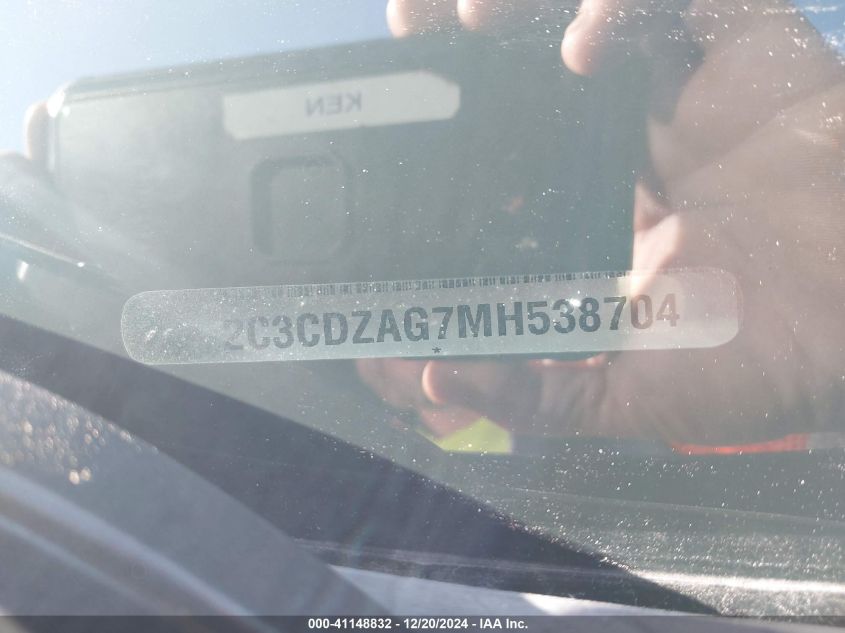 2021 Dodge Challenger Sxt VIN: 2C3CDZAG7MH538704 Lot: 41148832