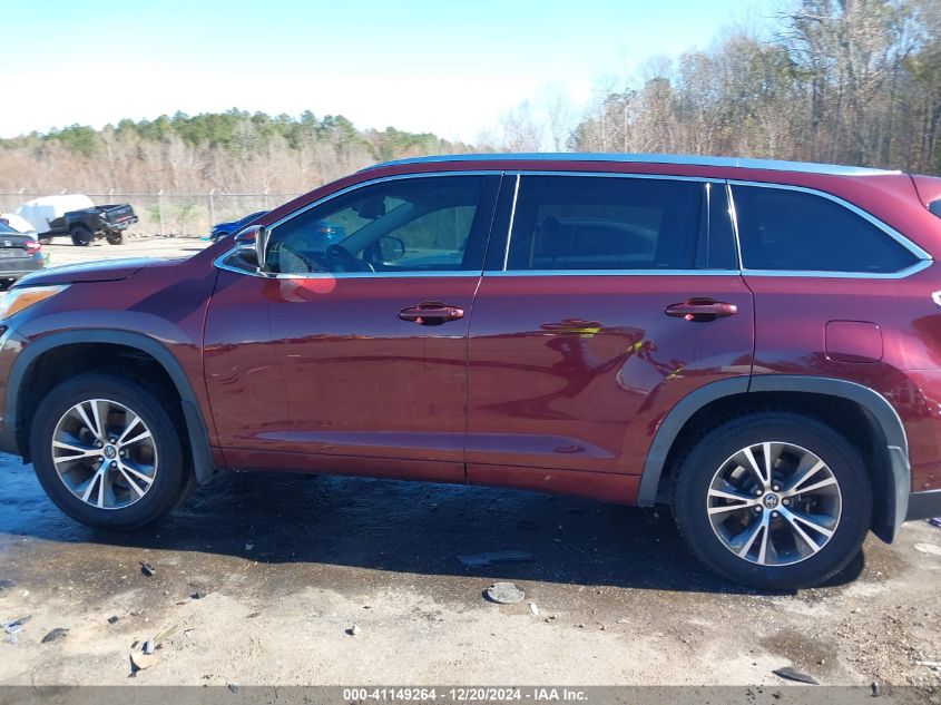 VIN 5TDKKRFH6GS165031 2016 Toyota Highlander, Xle V6 no.14