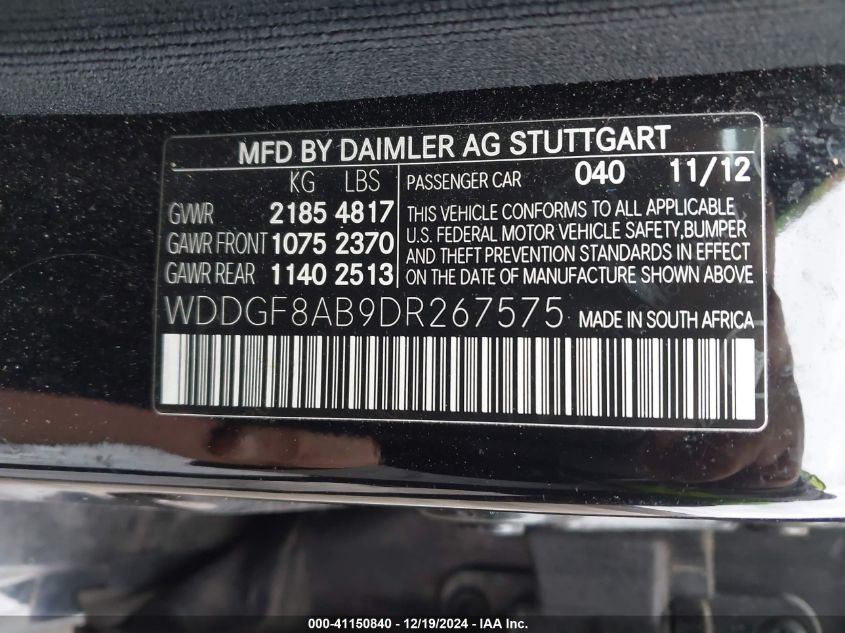 VIN WDDGF8AB9DR267575 2013 Mercedes-Benz C 300, Lux... no.9