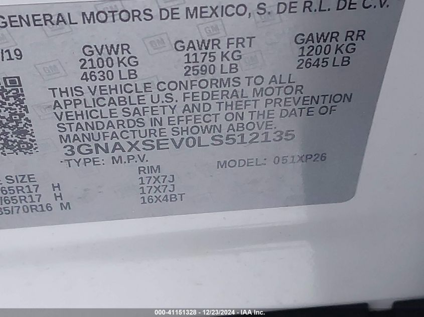 VIN 3GNAXSEV0LS512135 2020 CHEVROLET EQUINOX no.9