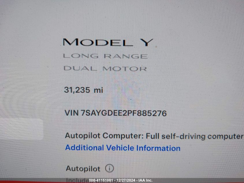 VIN 7SAYGDEE2PF885276 2023 Tesla Model Y, Awd/Long... no.16