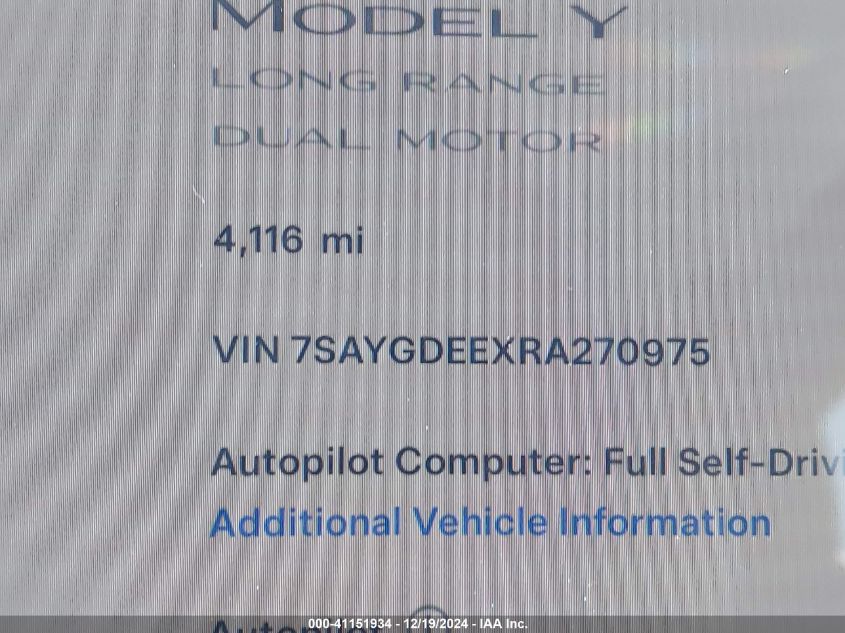 2024 TESLA MODEL Y - 7SAYGDEEXRA270975