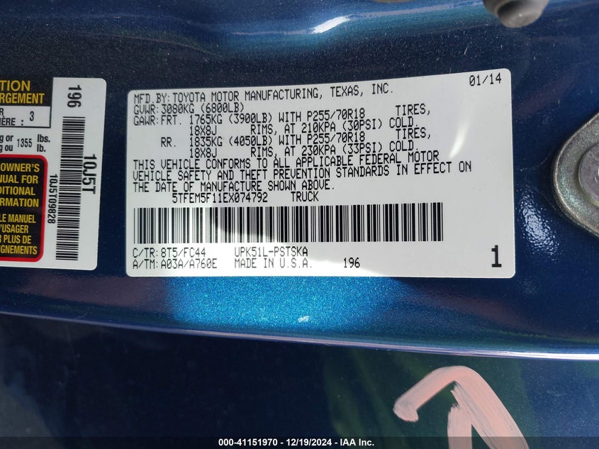 2014 TOYOTA TUNDRA SR5 4.6L V8 - 5TFEM5F11EX074792