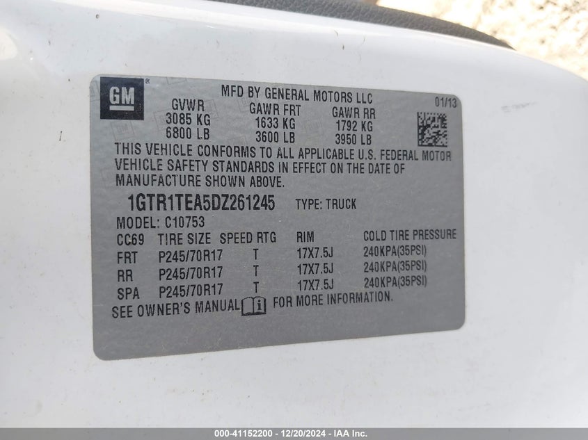 2013 GMC SIERRA 1500 WORK TRUCK - 1GTR1TEA5DZ261245