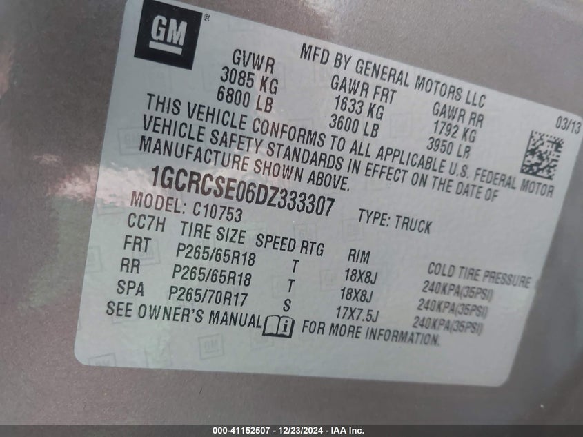 2013 CHEVROLET SILVERADO 1500 LT - 1GCRCSE06DZ333307