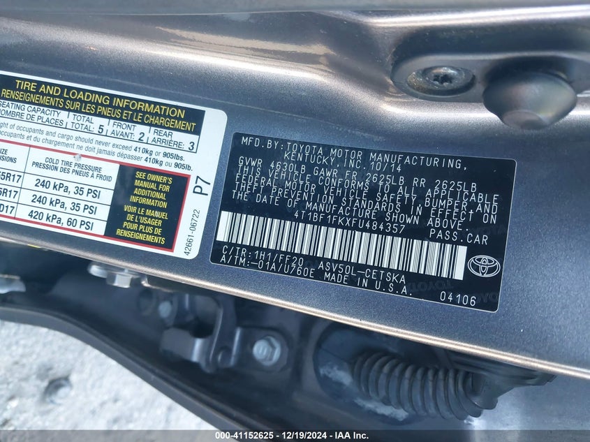 2015 TOYOTA CAMRY SE - 4T1BF1FKXFU484357