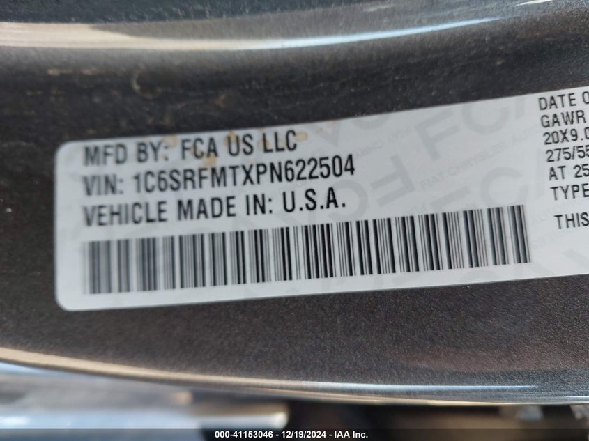 2023 RAM 1500 VIN: 1C6SRFMTXPN622504