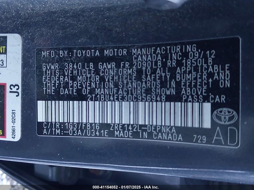 2013 TOYOTA COROLLA S/LE - 2T1BU4EE3DC956948