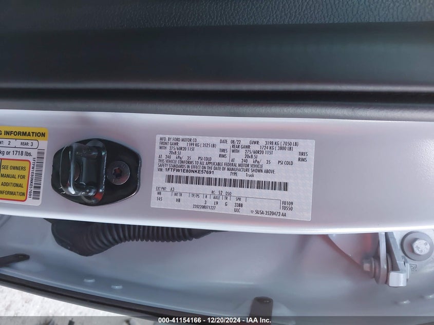 2022 FORD F-150 VIN: 1FTFW1E80NKE57691