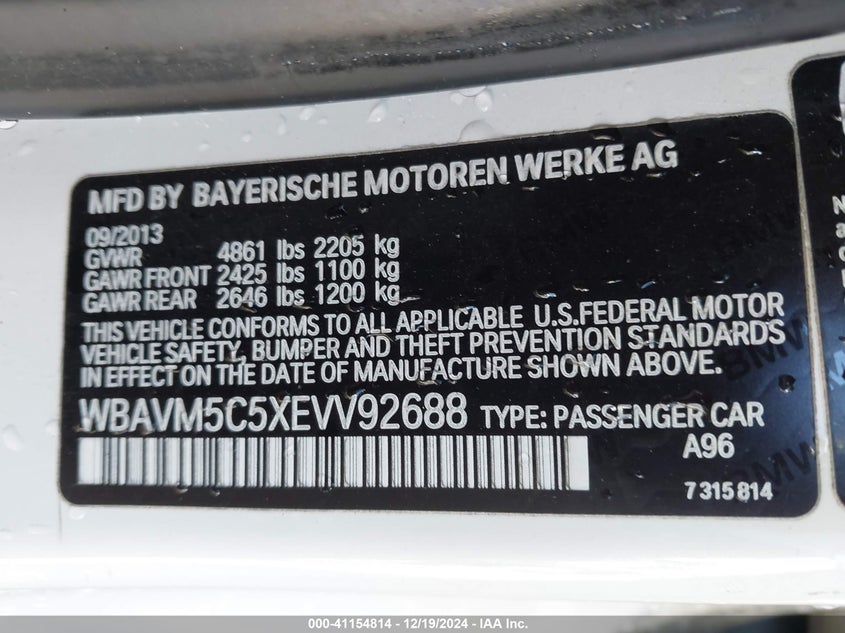 2014 BMW X1 XDRIVE35I - WBAVM5C5XEVV92688