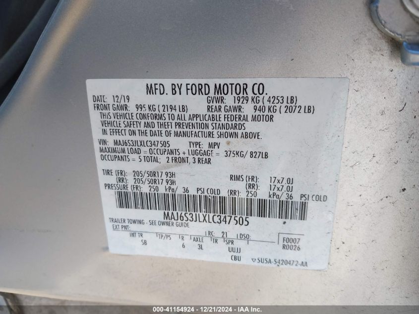 2020 FORD ECOSPORT SES - MAJ6S3JLXLC347505