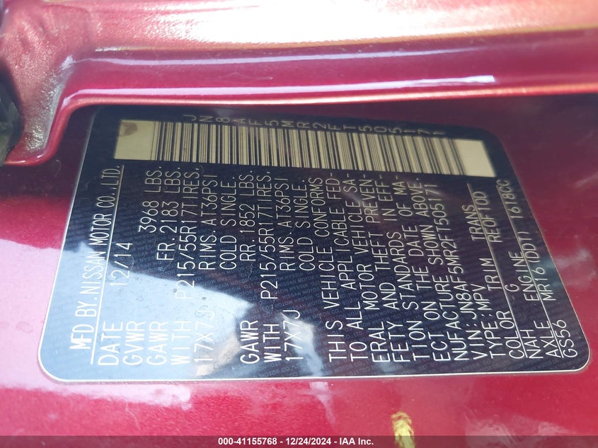 2015 NISSAN JUKE SL - JN8AF5MR2FT505171