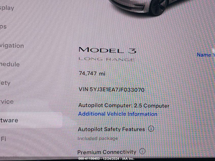 VIN 5YJ3E1EA7JF033070 2018 Tesla Model 3, Long Rang... no.7