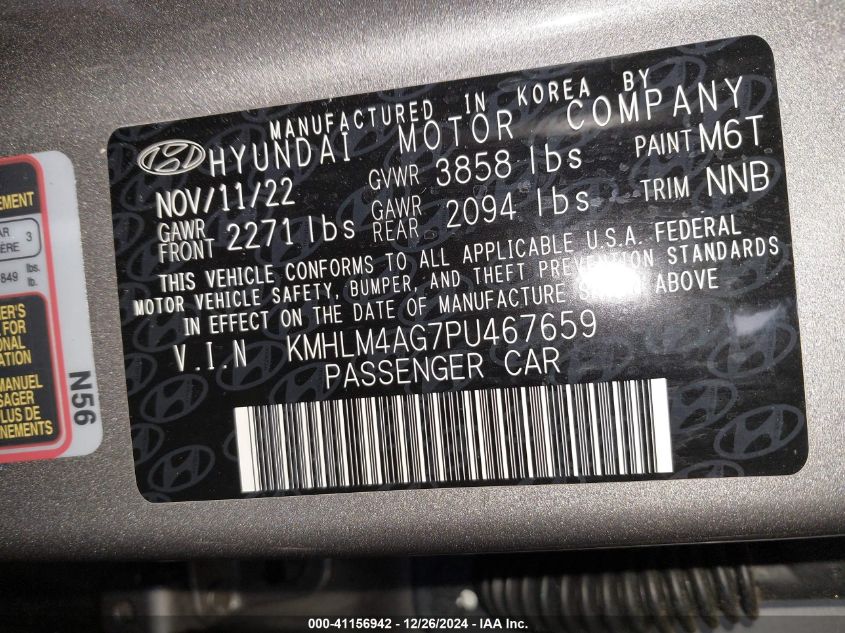 VIN KMHLM4AG7PU467659 2023 HYUNDAI ELANTRA no.9