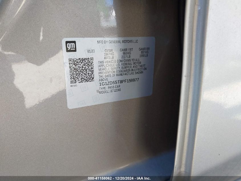 2023 Chevrolet Malibu Fwd 1Lt VIN: 1G1ZD5ST8PF159977 Lot: 41158062