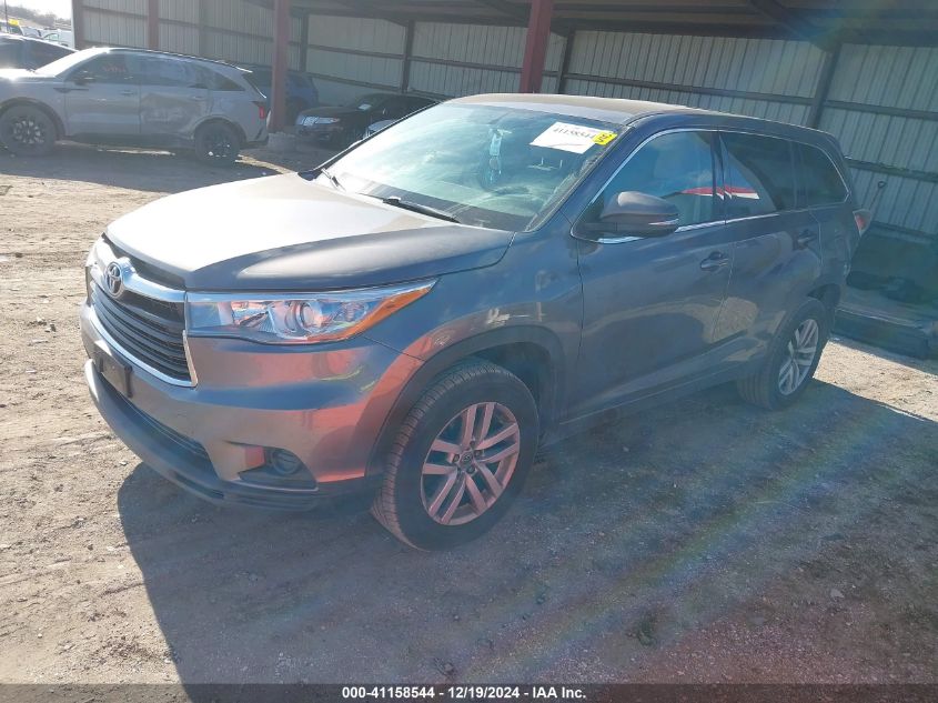 VIN 5TDZKRFH0FS085737 2015 Toyota Highlander, Le V6 no.2