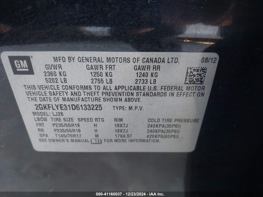 VIN 2GKFLYE31D6133225 2013 GMC TERRAIN no.9