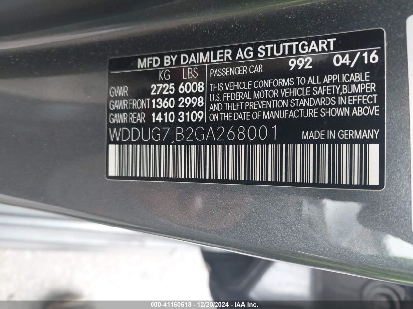 VIN WDDUG7JB2GA268001 2016 MERCEDES-BENZ AMG S 63 no.9