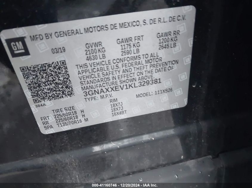 VIN 3GNAXXEV1KL329381 2019 CHEVROLET EQUINOX no.9