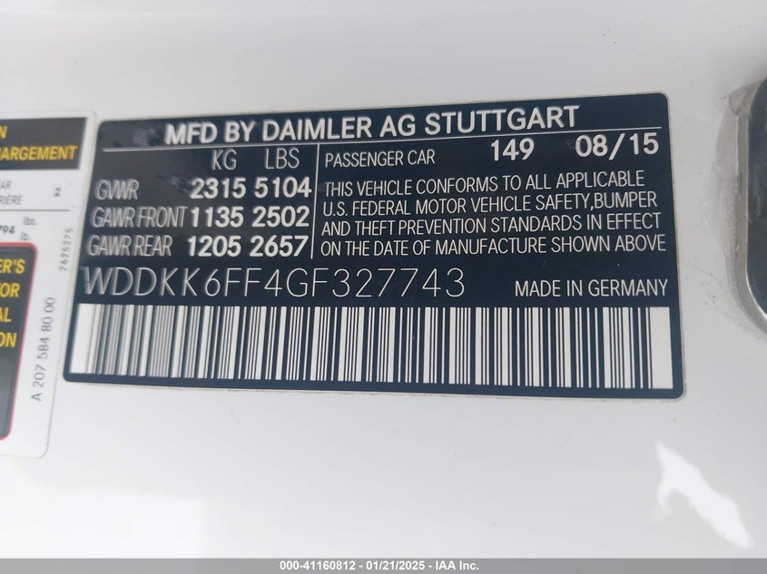 2016 MERCEDES-BENZ E 400 - WDDKK6FF4GF327743