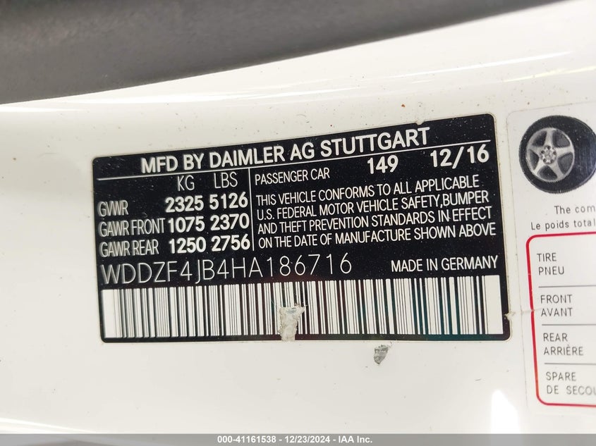 2017 MERCEDES-BENZ E 300 - WDDZF4JB4HA186716