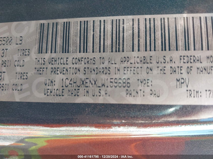 2020 JEEP WRANGLER UNLIMITED SAHARA 4X4 - 1C4HJXENXLW159686