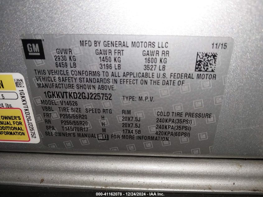 2016 GMC ACADIA DENALI - 1GKKVTKD2GJ225752