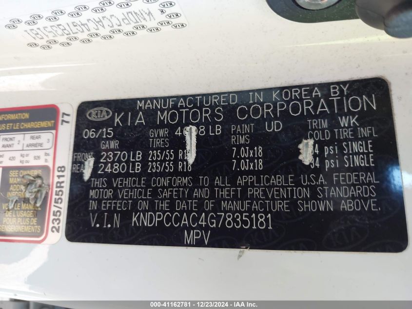 VIN KNDPCCAC4G7835181 2016 KIA Sportage, EX no.9