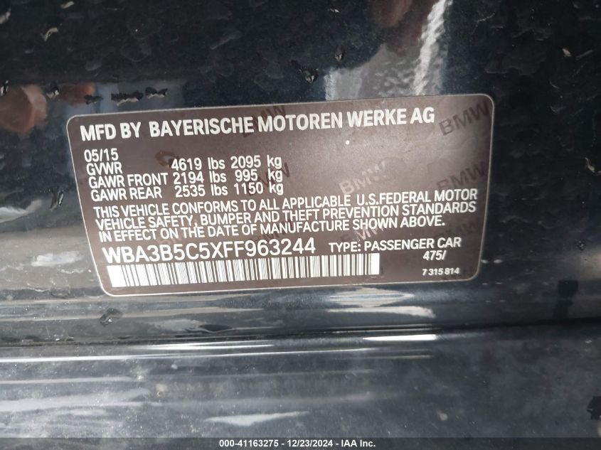 VIN WBA3B5C5XFF963244 2015 BMW 3 Series, 328I Xdrive no.9