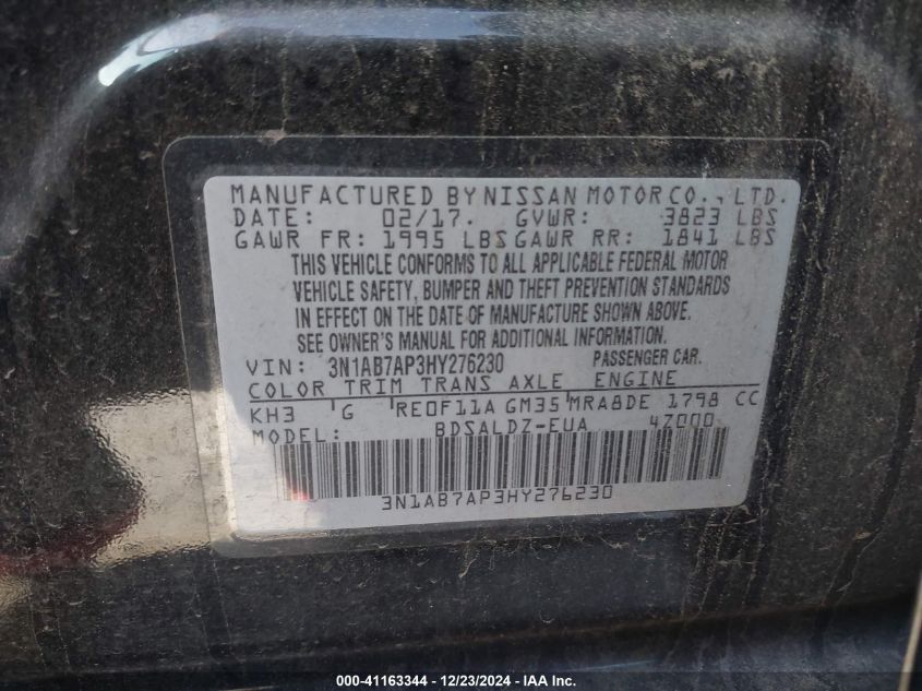 VIN 3N1AB7AP3HY276230 2017 NISSAN SENTRA no.9