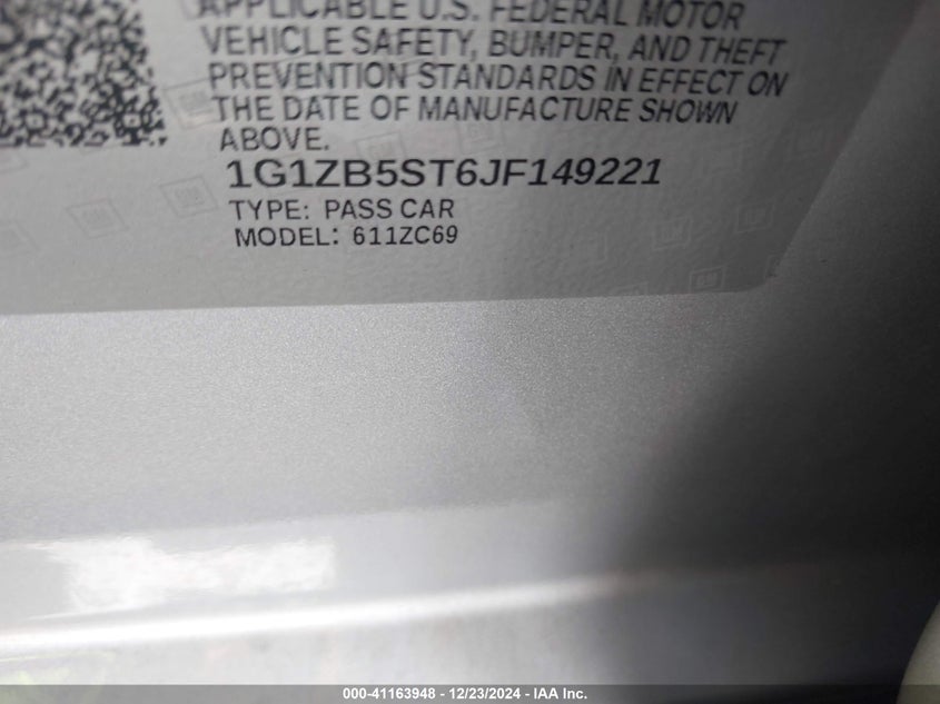 2018 CHEVROLET MALIBU 1LS - 1G1ZB5ST6JF149221