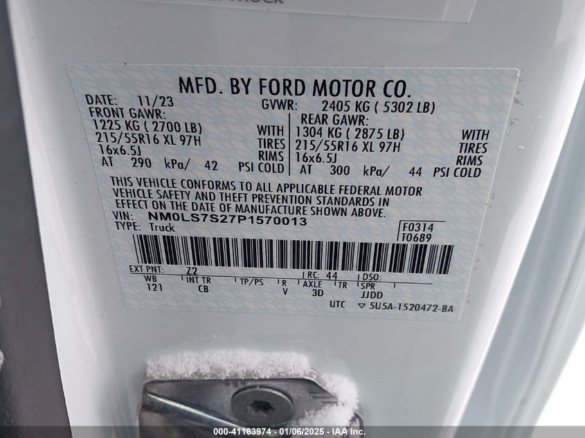 VIN NM0LS7S27P1570013 2023 FORD TRANSIT CONNECT XL CARGO VAN