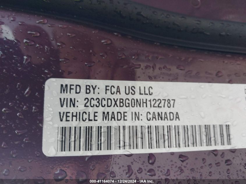 VIN 2C3CDXBG0NH122787 2022 DODGE CHARGER no.9