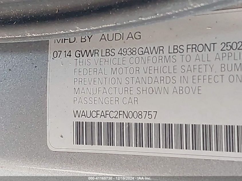 VIN WAUCFAFC2FN008757 2015 AUDI A6 no.9