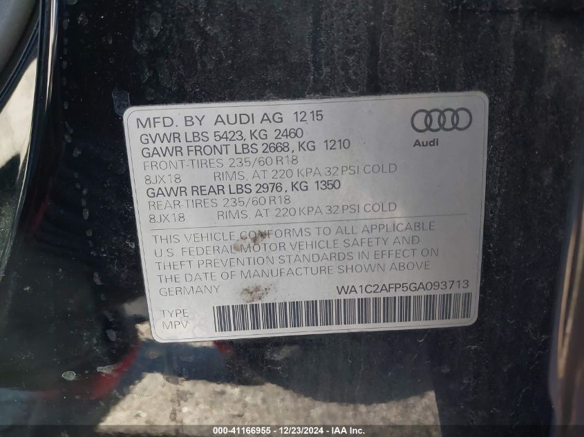 VIN WA1C2AFP5GA093713 2016 Audi Q5, 2.0T Premium no.9