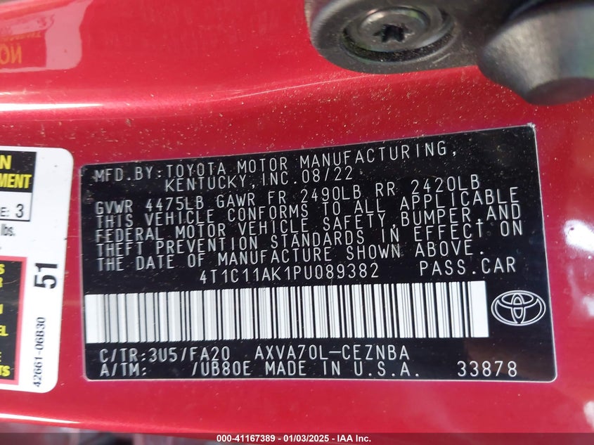 2023 TOYOTA CAMRY LE - 4T1C11AK1PU089382