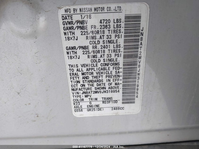 2018 NISSAN ROGUE SL - JN8AT2MV8JW319954