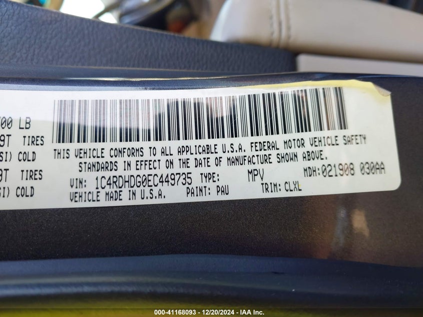 2014 DODGE DURANGO LIMITED - 1C4RDHDG0EC449735