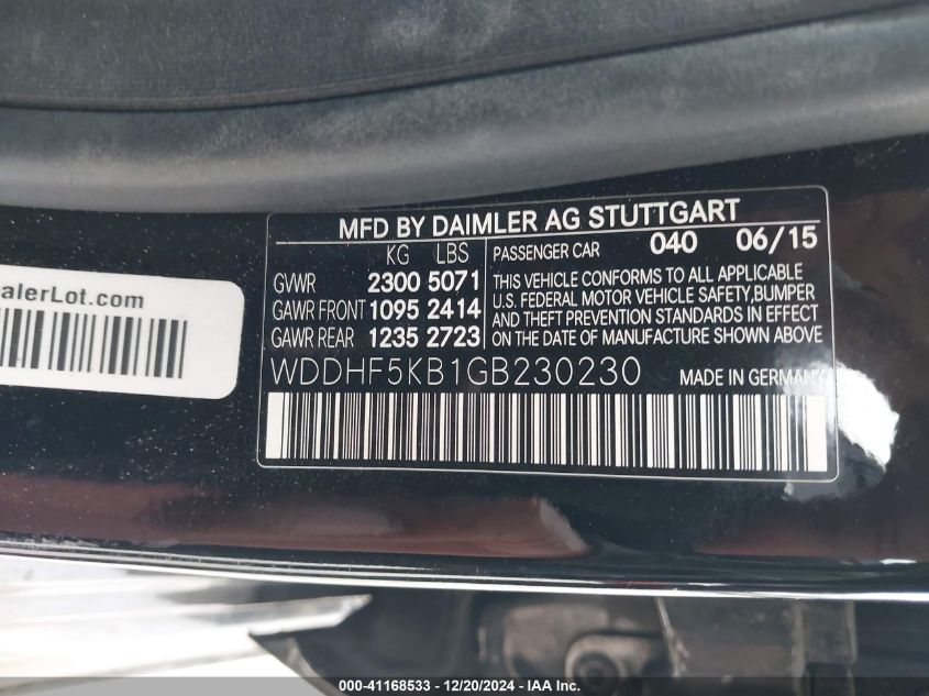 VIN WDDHF5KB1GB230230 2016 Mercedes-Benz E 350 no.9