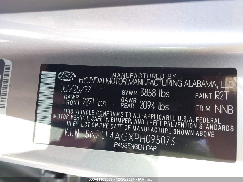 2023 Hyundai Elantra Se VIN: 5NPLL4AGXPH095073 Lot: 41169069